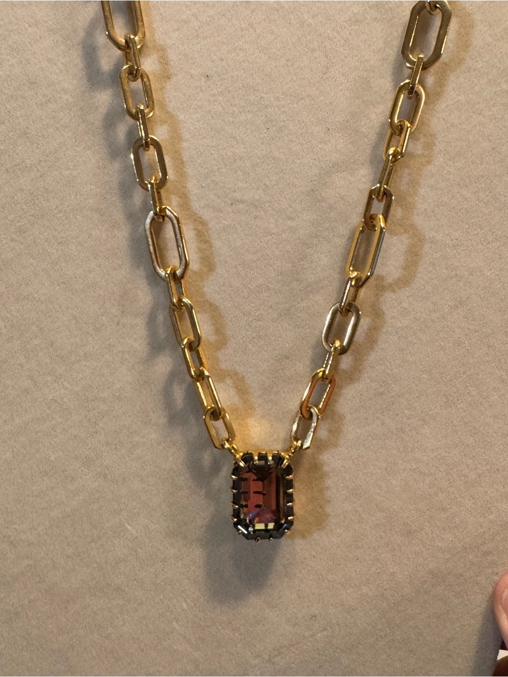 TOVA Dereka Necklace with Smokey Verde Rectangular Pendant